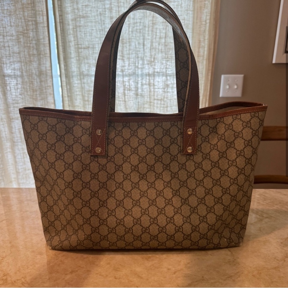 Gucci GG Supreme Canvas tote with leather trim - Picture 3 of 10